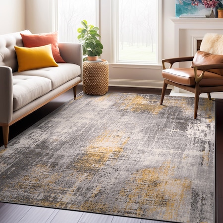 World Rug Gallery Dublin Contemporary Abstract Area Rug 7' 10'' x 10' Yellow 4053YELLOW8X10